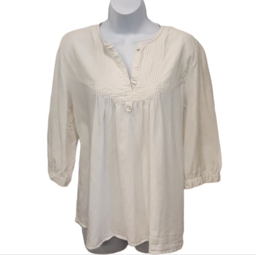 Sandro Smocked Linen Boho Beach Tunic Top